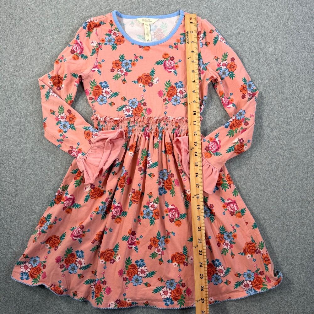 Matilda Jane Girls Size 10 Lots to Learn Dress Pink Floral Ruffle Elastic Waist - Picture 8 of 11